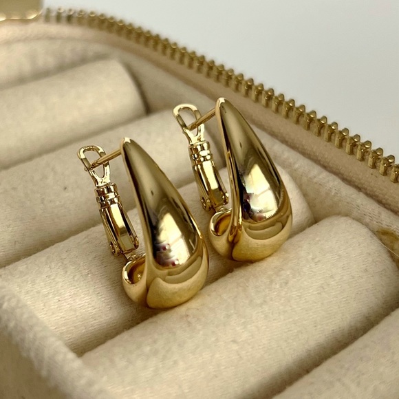 Drop Earrings 14k Gold Plated Modern Earrings - Picture 3 of 10